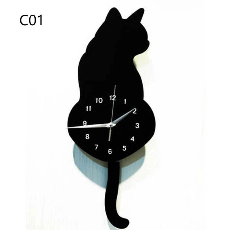 可愛い インテリア時計 実用的 静音 猫掛け時計 壁掛け ウォールクロック 新築祝い 寝室 北欧 北欧 シンプル 誕生日 [3]