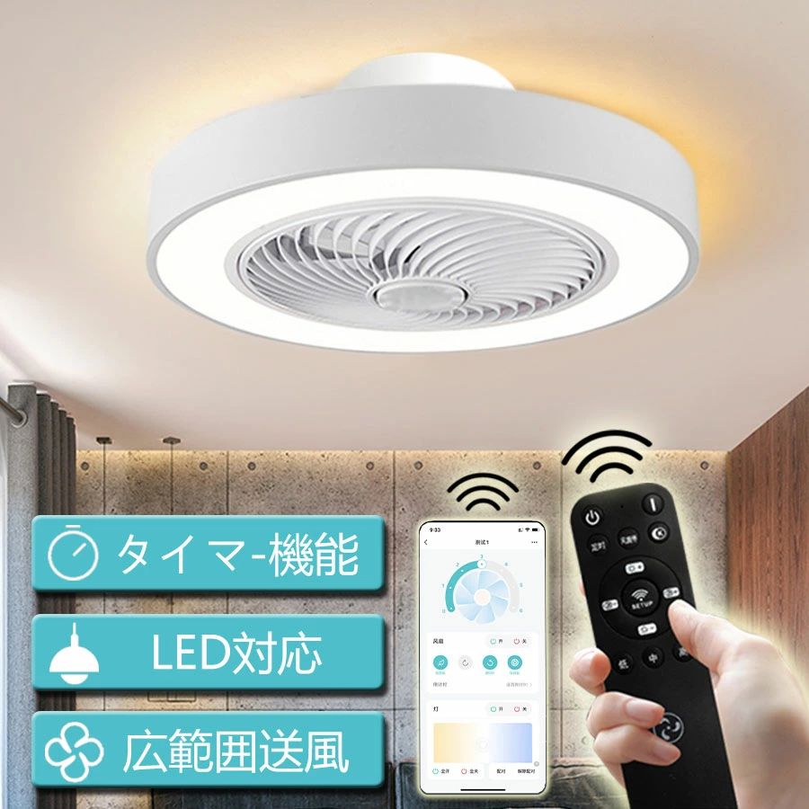 Interior Fans - シーリングファン シーリングファンライト LED サーキュレーター シーリングライト 調光 調色 風量調節可 常夜灯 ファン付き 空気循環 照明器具 天井照明 省エネ 節電 家庭用 リビング 寝室 部屋 洋室 和室 リモコン おしゃれ