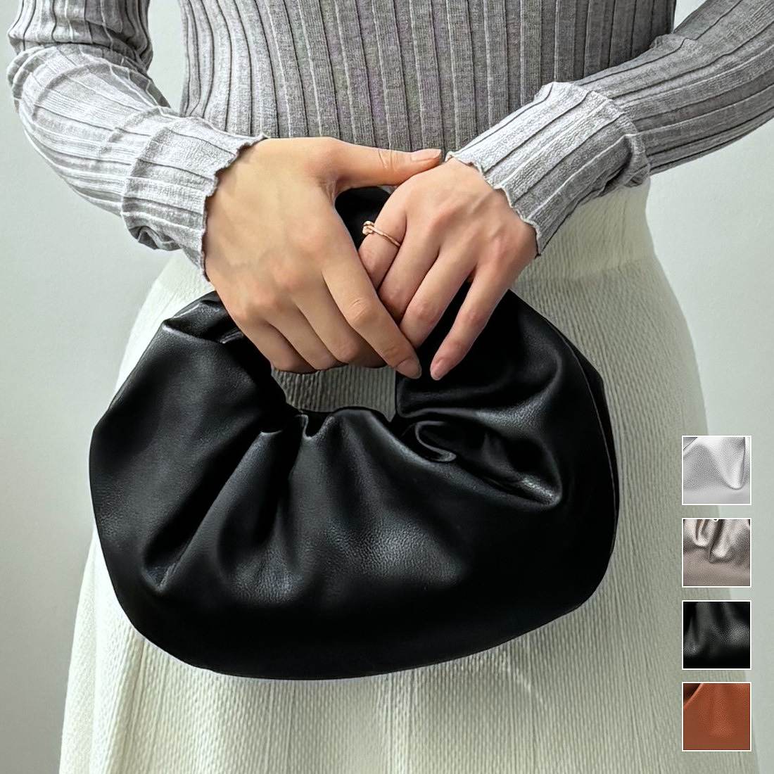 冬 春夏 オールシーズン カジュアル デイリーコーデ レディース 女子会 おでかけ ミニバッグ ワンハンドル プリーツ ンドバッグ