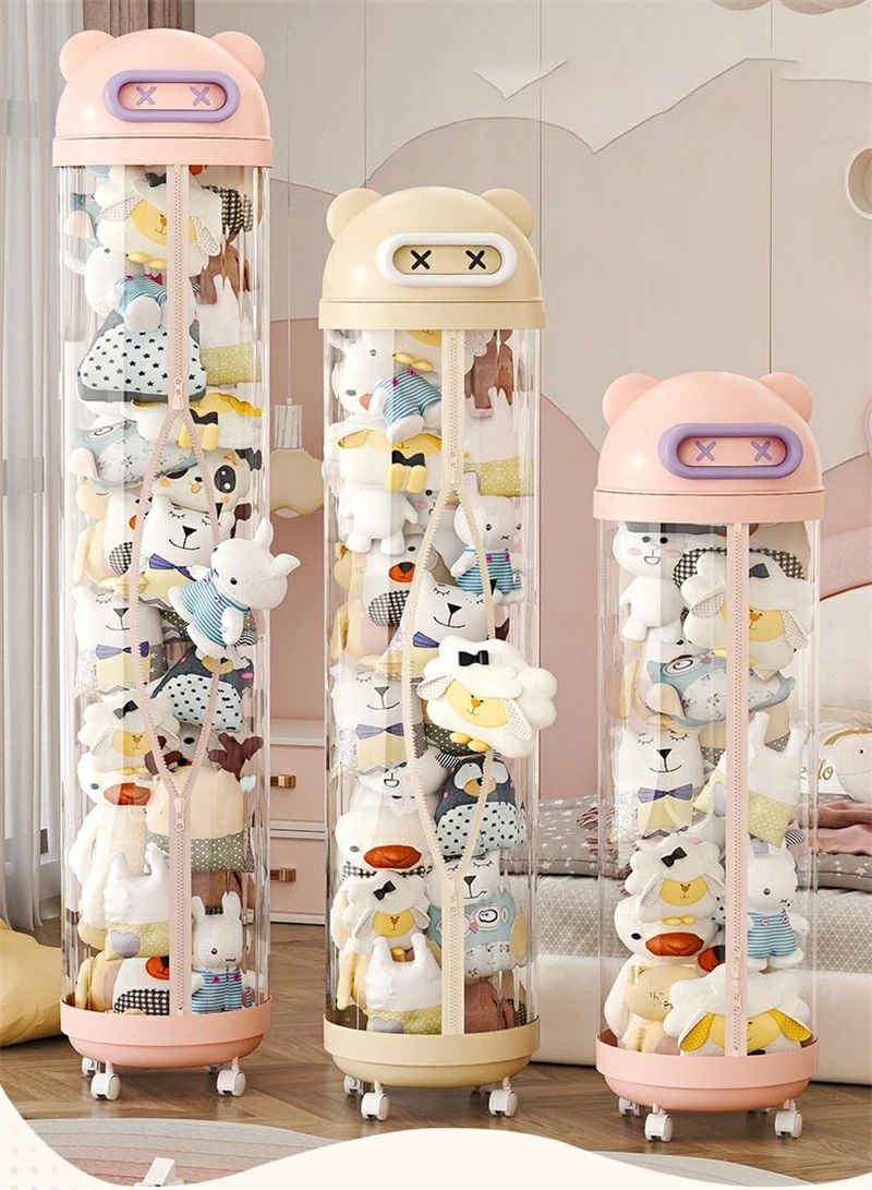 ぬいぐるみ 抱き枕回転式ぬいぐるみ収納桶 ぬいぐるみ 回転式ぬいぐるみ収納桶 透明円柱のぬいぐるみ収納ケース