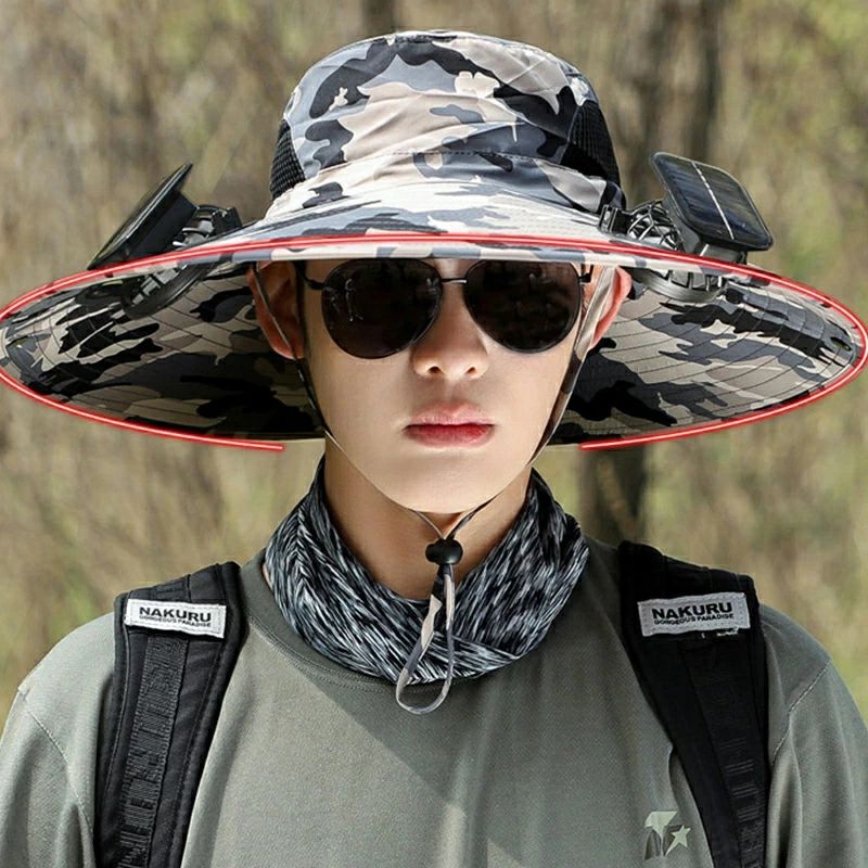 メンズ レディース ソーラー充電 大きいサイズ 迷彩 無地 日よけ帽子 充電 涼しい