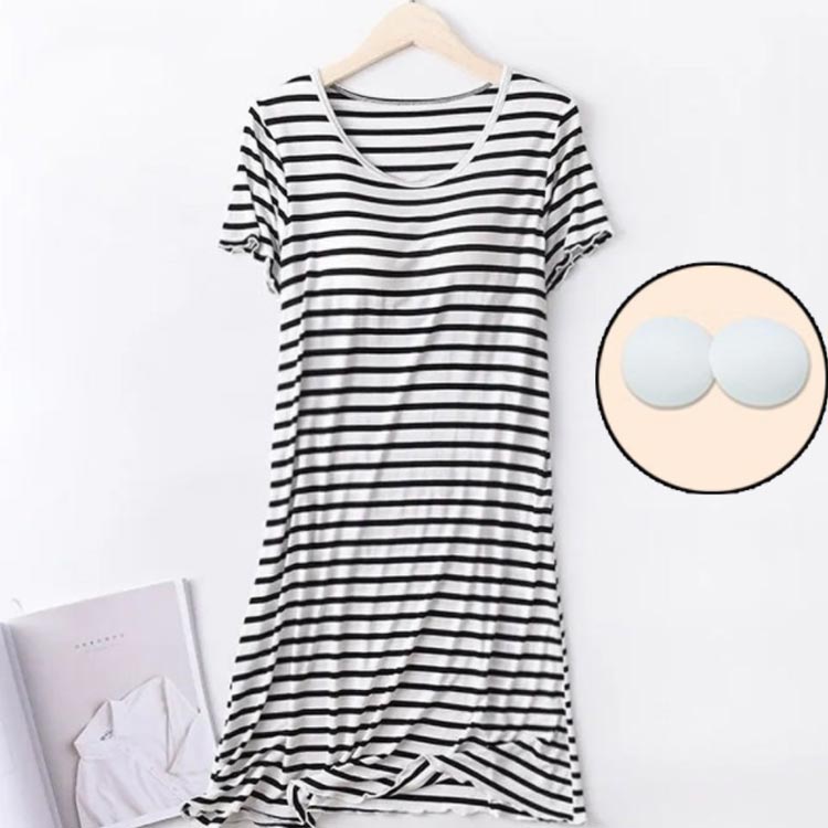 夏用 ロングTシャツ マキシワンピ シンプル ワンピース ワンピース 半袖 パジャマ ボーダー