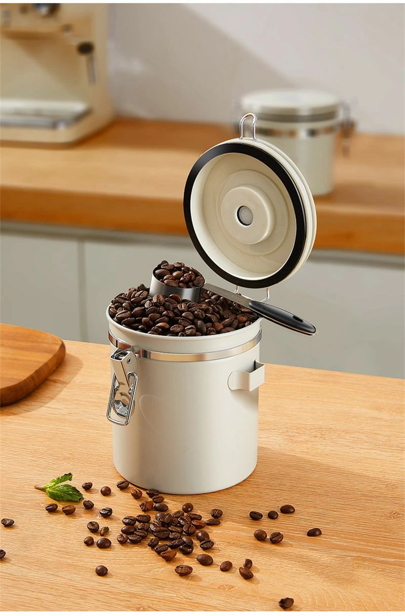 スプーン付き ステンレス製 保存 保管 コーヒー 収納 密閉 保存容器 コーヒー 珈琲 2個セット キャニスター コーヒー