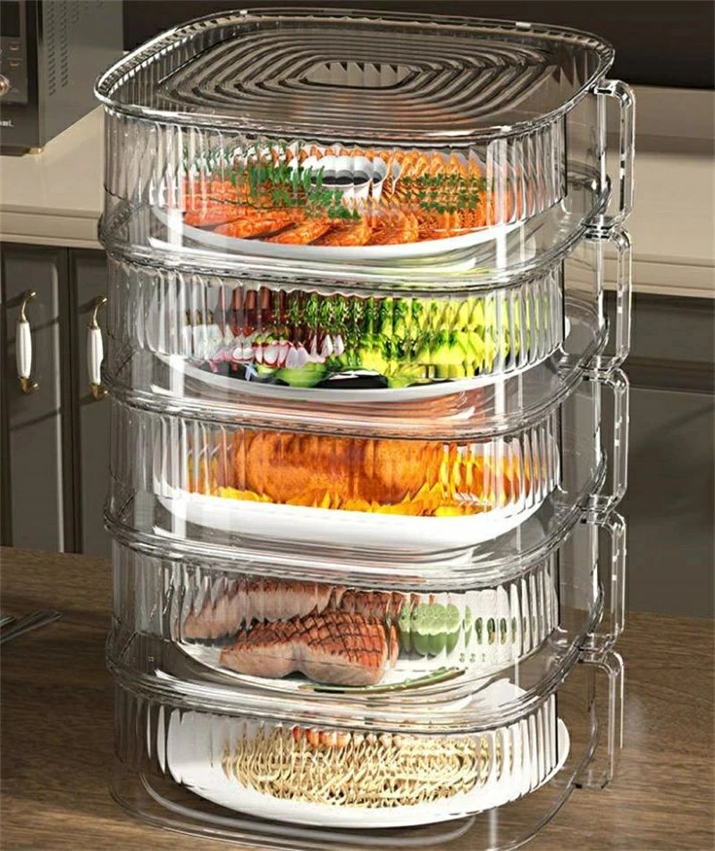 収納ケース 多機能 虫よけ 食卓カバー 防塵カバー 多機能 食卓 フード 保温 防塵 台所 収納棚 透明 PET 多層 残り物 残飯 家庭用