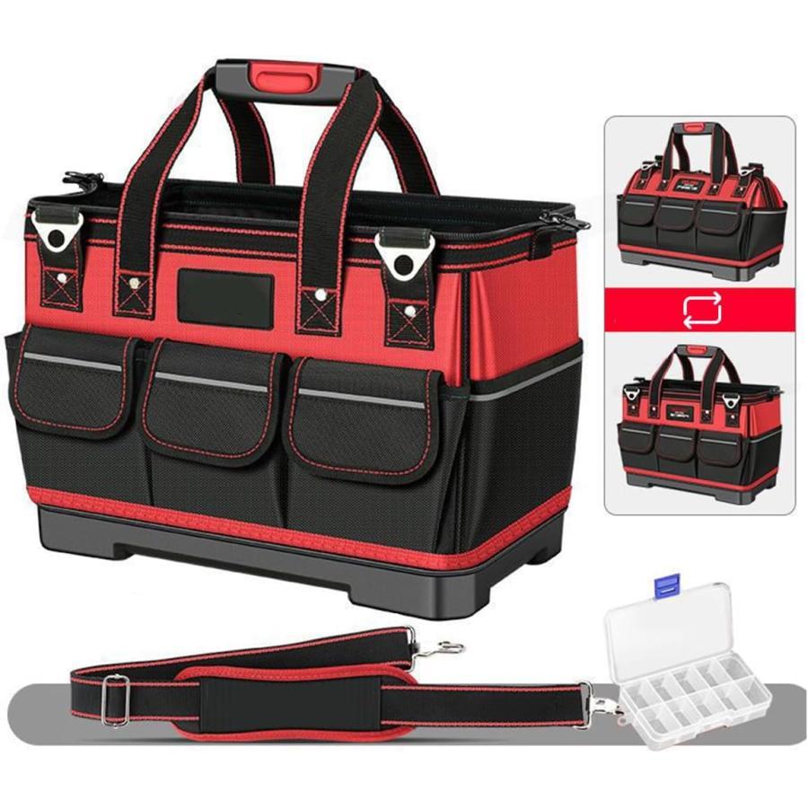 多機能 特化プラスチック底部 大口収納 肩掛けベルト付き 工具差し入れ 工具袋 木工用ツールバッグ 電..
