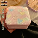 レザー リング 指輪 ネックレス イヤリング ピアス コンパクトハート柄 収納 ジュエリーボックス