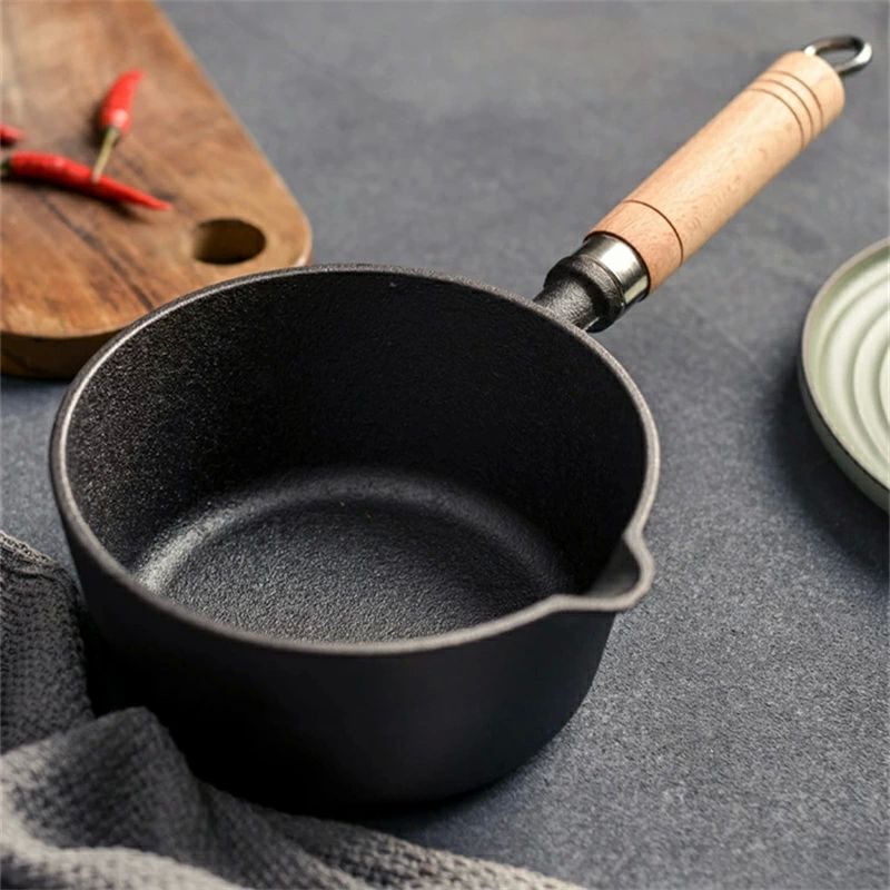 片手鍋 ミルクパン 鍋 一人鍋 なべ小鍋 揚げ物 鍋 手作り鉄鍋 ミルクパン ソースパン IH対応 湯沸かし 鋳鉄製 非シリコン塗装