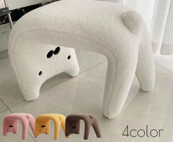 オットマン 玄関 椅子 猫 スツール ふわふわ もこもこ 動物椅子 子ども用動物スツール 子供用ベンチ 足..
