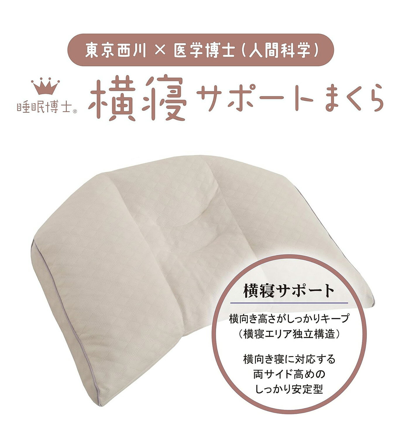 西川 横寝サポート まくら 枕 医学博士 睡眠博士 パイプ 頸椎安定 高さ調節 肩こり 首こり 人間工学 nishikawa 洗える 寝返り ストレー..