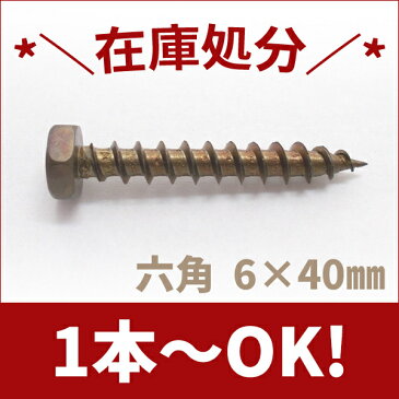 【クーポン有り】六角ボルト ステンレス(+)六角コーチスクリューボルト　六角頭6×40　ブロンズ【1本から注文可能】