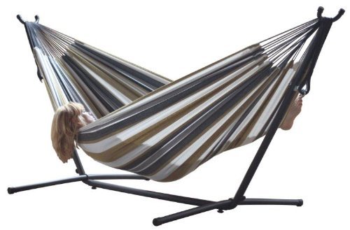 折りたたみ持ち運び可能な自立式ポータブルハンモック ダブルサイズ デザートムーン 室内でも屋外でもOK スタンド付き!! 【 新築祝い キャンプ 】 【並行輸入品】通販格安セール情報 楽天 通販