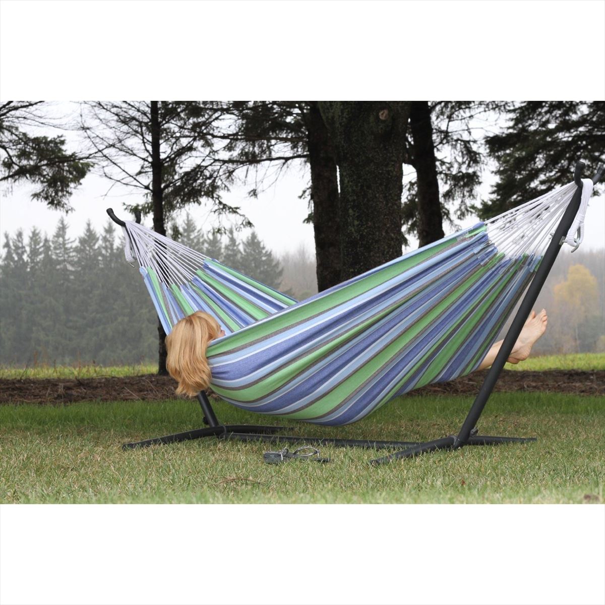 折りたたみ持ち運び可能な自立式ポータブルハンモック ダブルサイズ オアシス 室内でも屋外でもOK スタンド付き!! 【 新築祝い キャンプ 】 【並行輸入品】通販格安セール情報 楽天 通販