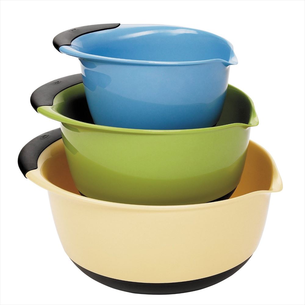 OXO オクソー ミキシングボールセット ブルー グリーン イエロー Good Grips Mixing Bowl Set with Handles, 3-Piece Blue Green Brown 【並行輸入品】