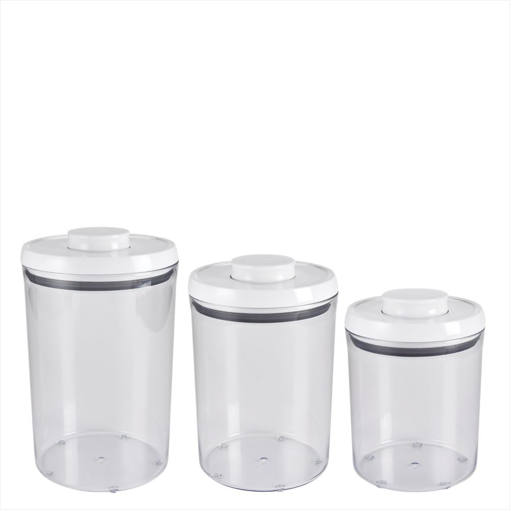 OXO オクソー ポップラウンドコンテナ 3ピースセット ホワイト 3-Piece Pop Round Canister Set, White 【並行輸入品】