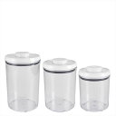 OXO オクソー ポップラウンドコンテナ 3ピースセット ホワイト 3-Piece Pop Round Canister Set, White 【並行輸入品】