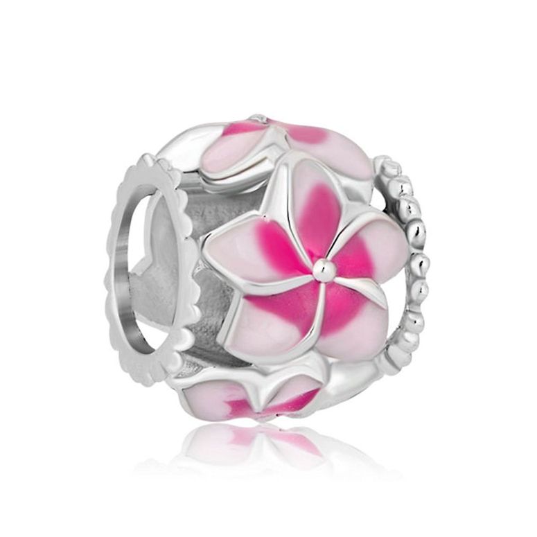チャーム ブレスレット バングル用 CharmSStory チャームズストーリー Filigree Pink Flower Love Enamel Charm Beads Charms For Bracelets 