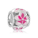 `[ uXbg oOp CharmSStory `[YXg[[ Filigree Pink Flower Love Enamel Charm Beads Charms For Bracelets ysAiz