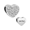 チャーム ブレスレット バングル用 CharmSStory チャームズストーリー Mom Mother Charm Heart I Love You Birthstone Crystal Beads For Bracelets (APR Birthstone) 