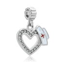 チャーム ブレスレット バングル用 CharmSStory チャームズストーリー Heart Nurse Clear birthstone Crystal Beads Charm For Bracelets 【並行輸入品】