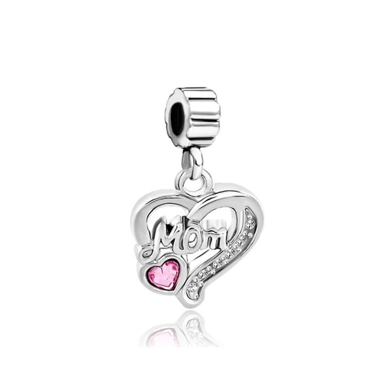 チャーム ブレスレット バングル用 CharmSStory チャームズストーリー CharmStory Heart Love Mom Pink Birthstone Crsytal Charm Beads For Bracelets 