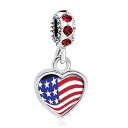 チャーム ブレスレット バングル用 CharmSStory チャームズストーリー American Usa US Flag Charms Red Crystal Dangle Photo Beads For Bracelets 