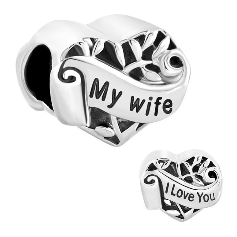 チャーム ブレスレット バングル用 CharmSStory チャームズストーリー Sterling Silver I Love You My Wife Heart Charms Beads Charm For Bracelets 【並行輸入品】