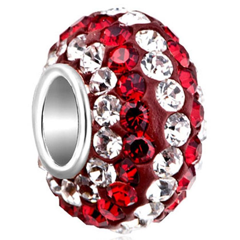 チャーム ブレスレット バングル用 CharmSStory チャームズストーリー 925 Sterling Silver July Birthstone Red White Crystal Charms Beads For Bracelets 【並行輸入品】