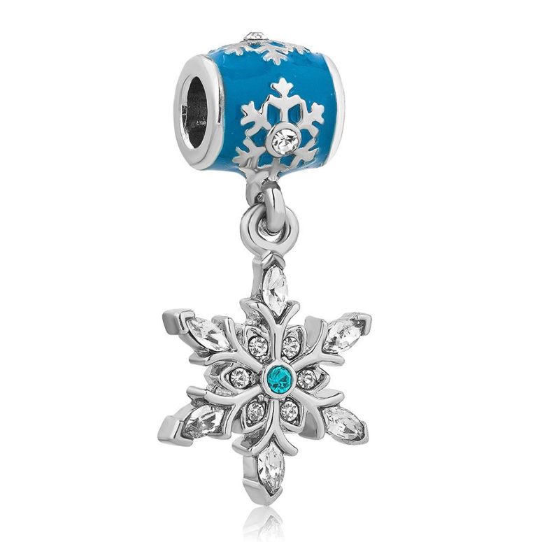 チャーム ブレスレット バングル用 CharmSStory チャームズストーリー Snowflake Charms Blue Crystal Dangle Beads For Bracelets 