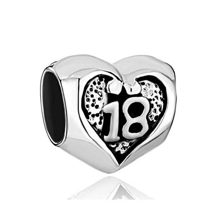 チャーム ブレスレット バングル用 CharmSStory チャームズストーリー 925 Sterling Silver 18th Birthday Heart Lover Charm Beads For Bracelets 