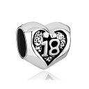 チャーム ブレスレット バングル用 CharmSStory チャームズストーリー 925 Sterling Silver 18th Birthday Heart Lover Charm Beads For Bracelets 【並行輸入品】