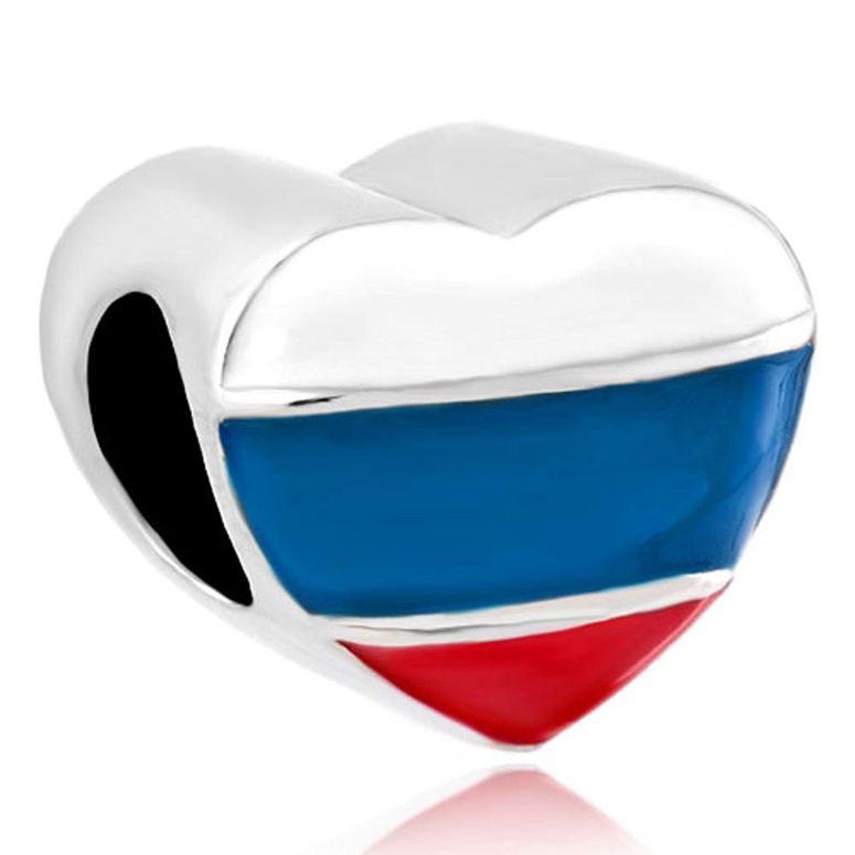 チャーム ブレスレット バングル用 CharmSStory チャームズストーリー Heart Patriotic Russian Flag Charms Bead For Bracelets 【並行輸入品】