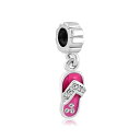 `[ uXbg oOp CharmSStory `[YXg[[ Rose Pink Beach Sandal Dangle Charms Clear Crystal Beads For Bracelets ysAiz