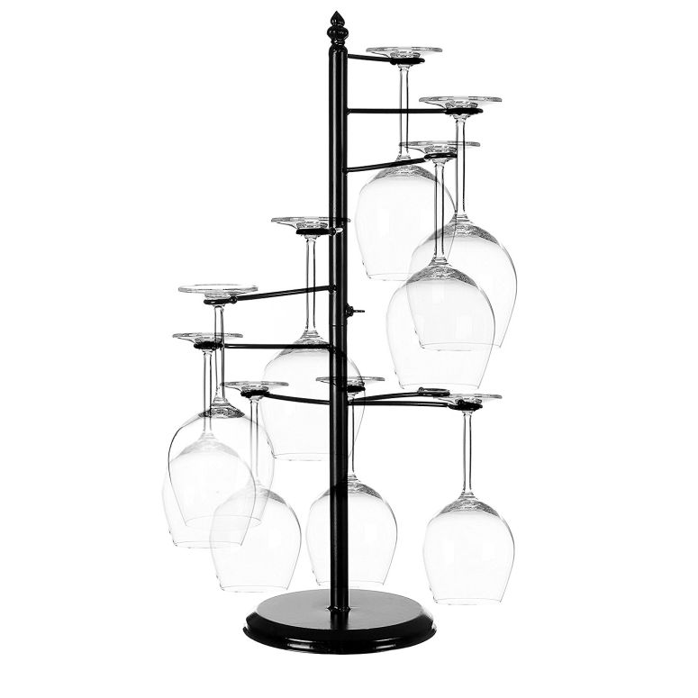MyGift Freestanding Tabletop Stemware Rack / Spiraling 10 Wine Glass Holder, Black 【並行輸入品】
