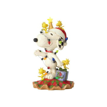 スヌーピー サンタ エネスコ ジム ショア ハートウッド クリーク フィギュア 置物 Enesco Peanuts by Jim Shore Woodstock and Snoopy with Christmas Lights Lit Figurine 6