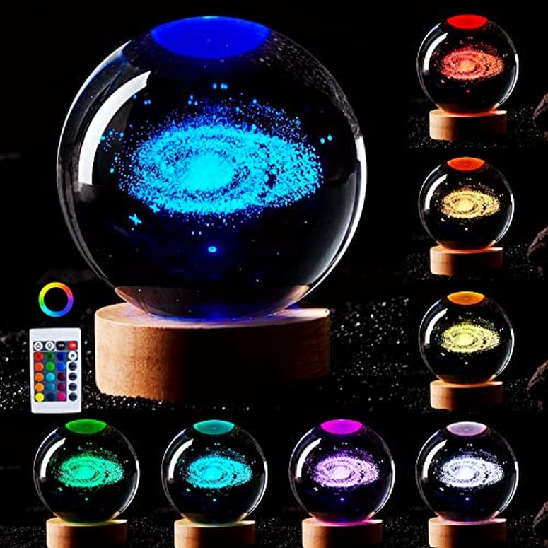 3D ꥹܡ 饹 ʪ 3D Galaxy Crystal Ball Lamp,3.15 Inch K9 Crystal B...