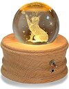 3D NX^{[ KX u yValentine's Day GiftzKibuhain 3D Crystal Ball Music Box with Projection LED Light and Rotating Wooden Base, Best Gift for Christmas Birthday Valentine's Day, Music Boxes for Women Mom Girls(Cat) ysAiz