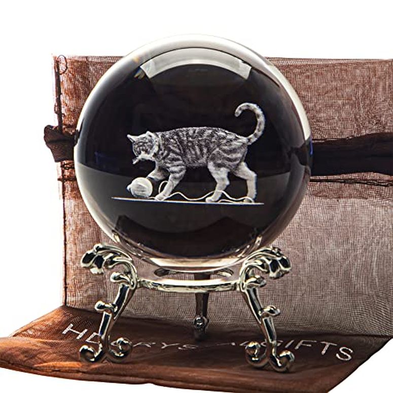 3D ꥹܡ 饹 ʪ HDCRYSTALGIFTS 3D Crystal Ball with Silver-Plated ...