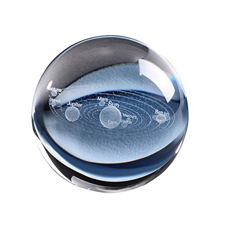 3D ꥹܡ 饹 ʪ VOSAREA Moon Crystal Decorative Crystal Ball Cosmi...