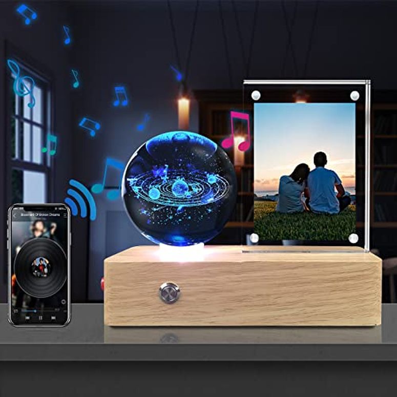3D ꥹܡ 饹 ʪ 3D Solar System Crystal Ball with 360 Rotating LED Colourful Light Base, Acrylic Photo Frame, Dolphin Gifts for Kids Friends Lover Girlfriend Wife Mom Woman Birthday Christmas with Home Decoratio ¹͢ʡ