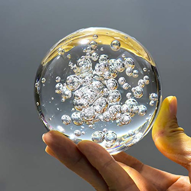 3D クリスタルボール ガラス玉 置物 ChezMax Crystal 2 inch (50mm) Bubble Crystal Ball Paperweight Gorgeous Glass Ball for Decorative Ball Lensball Photography Gazing Divination or Feng Shui and Fortune Telling Ball 【並行輸入品】