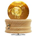 3D クリスタルボール ガラス玉 置物 Figermoon 【Valentine's Day Gifts】 3D Crystal Ball Music Box with Projection LED Light and Rotating Wooden Base, Gift for Birthday Mother's Day, Music Boxs for Women Mom Daughter (Dandelion) 【並行輸入品】