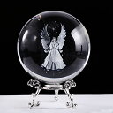 3D NX^{[ KX u 3D Praying Guardian Angel Figurines Crystal Ball with Silver Stand Memorial Gift for Women Friend Special People 8 cm Angel Decor for Home (3.15 in.) ysAiz
