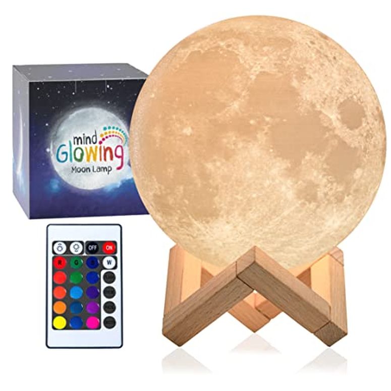 3D クリスタルボール ガラス玉 置物 Mind-glowing 3D Moon Lamp - Kids Moon Night Light Ball with Stand, 16 Colors, Touch/Remote Control, Cool Birthday Gifts for Any Year Old Girls & Boys, Bedroom Decor for Women (4.7 inch) 【並行輸入品】