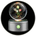 3D クリスタルボール ガラス玉 置物 O Life Music Box 3D Rose Crystal Ball with Colorful Rotating Led Lights, 18 Different Melodies Musical Crystal Globe, Anniversary Birthday Valentines Day Gifts for Women Mom Wife Girl Her 【並行輸入品】