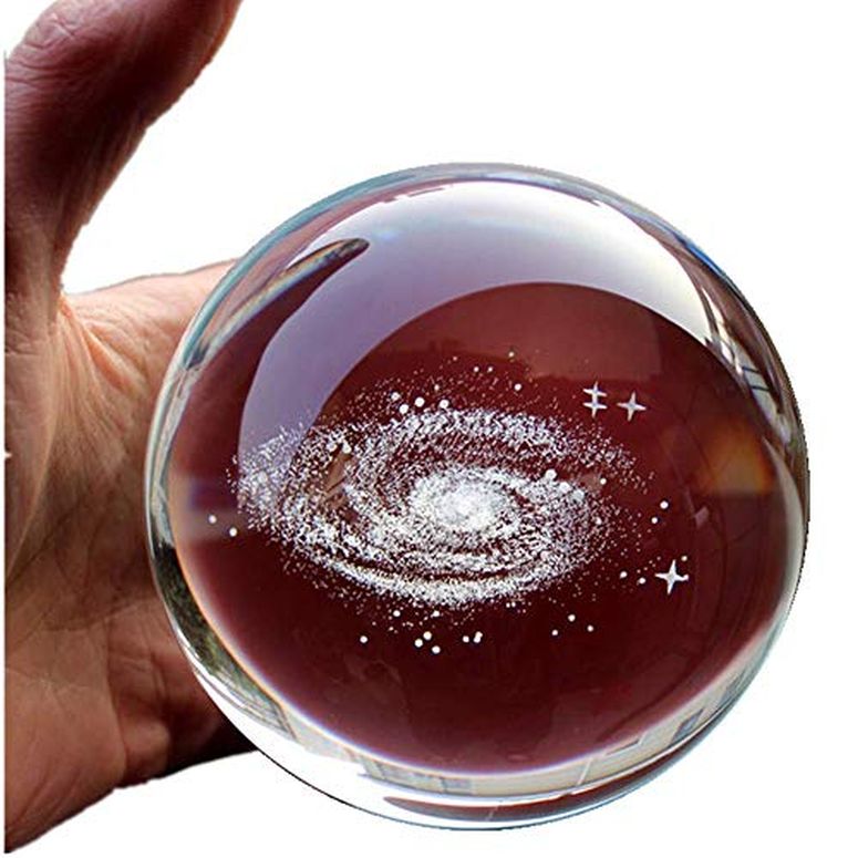 3D クリスタルボール ガラス玉 置物 3D Milky Way Galaxy Crystal Glass Ball with Crystal Base Learning Toys Educational Gift for Kids(60mm) 【並行輸入品】