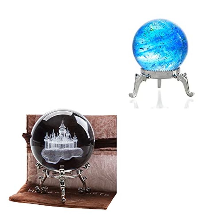 3D クリスタルボール ガラス玉 置物 KRISININE 3D Crystal Ball with Stand and Natural Chakra Healing Crystals Sphere Gemstones Ball 【並行輸入品】