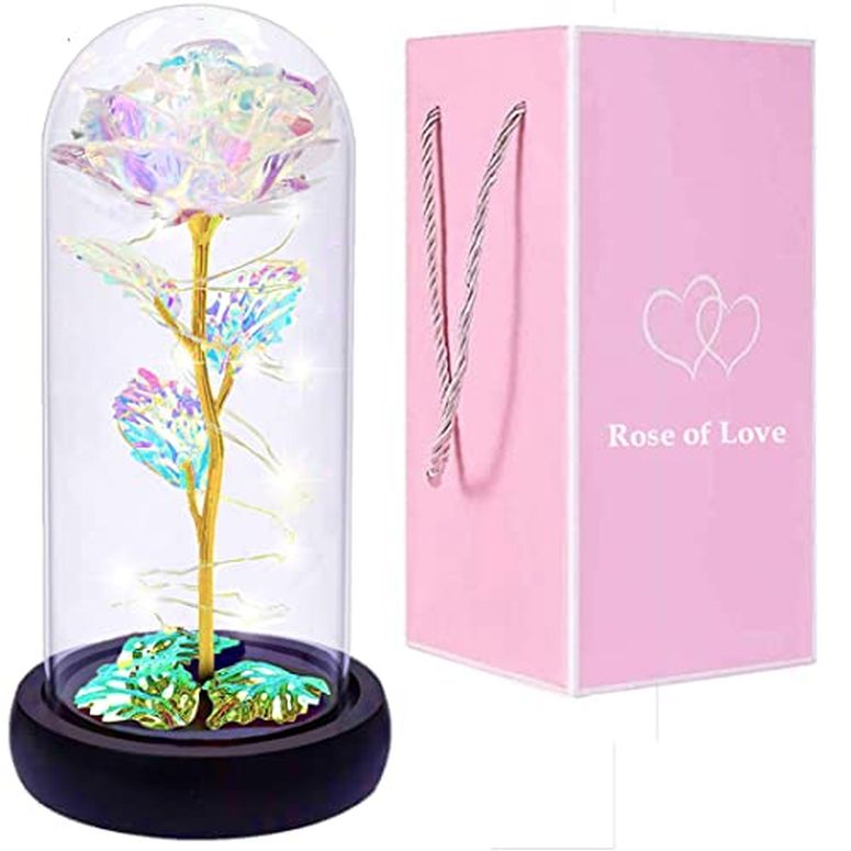 ガラスドーム 花 バラ ローズ AUSAYE Valentines Day Gifts for Her,Valentines Rose Flower Gifts for Women,Colorful Light Up Rose in Glass Dome Birthday Gifts,Valentine 039 s Day Roses Gifts for Mom Girlfriend Wife 【並行輸入品】