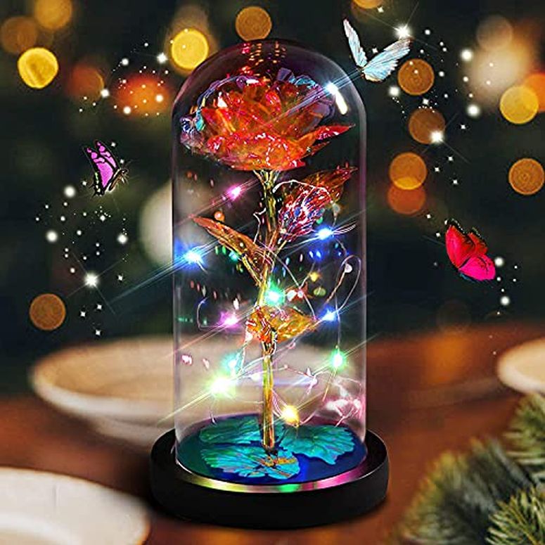 ガラスドーム 花 バラ ローズ Gee Hut Mothers Day Rose Gifts for Mom, Eternal Glass Rose Gift for Grandma, Forever Roses Flower Lights in Glass Dome, Best Rose Gifts for Women Wife Birthday Anniversary for Grandm 【並行輸入品】