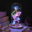 ガラスドーム 花 バラ ローズ Whaline Forever Artificial Roses in Glass Dome with Pink Gift Box Romantic Flower with LED Lights Colorful Enchanted Rose for Valentine's Day Mother's Day Thanksgiving Birthday 【並行輸入品】