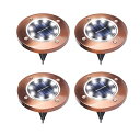 LEDソーラーライト ソーラーパワー ガーデンライト JHBOX Solar Outdoor Lights 4 Pack, Flat Solar Disk Lights with Ground Stake Landscape Lighting for Patio Yard Garden Decorations, Christmas Lights Winter Holiday Decor (Cold White) 【並行輸入品】